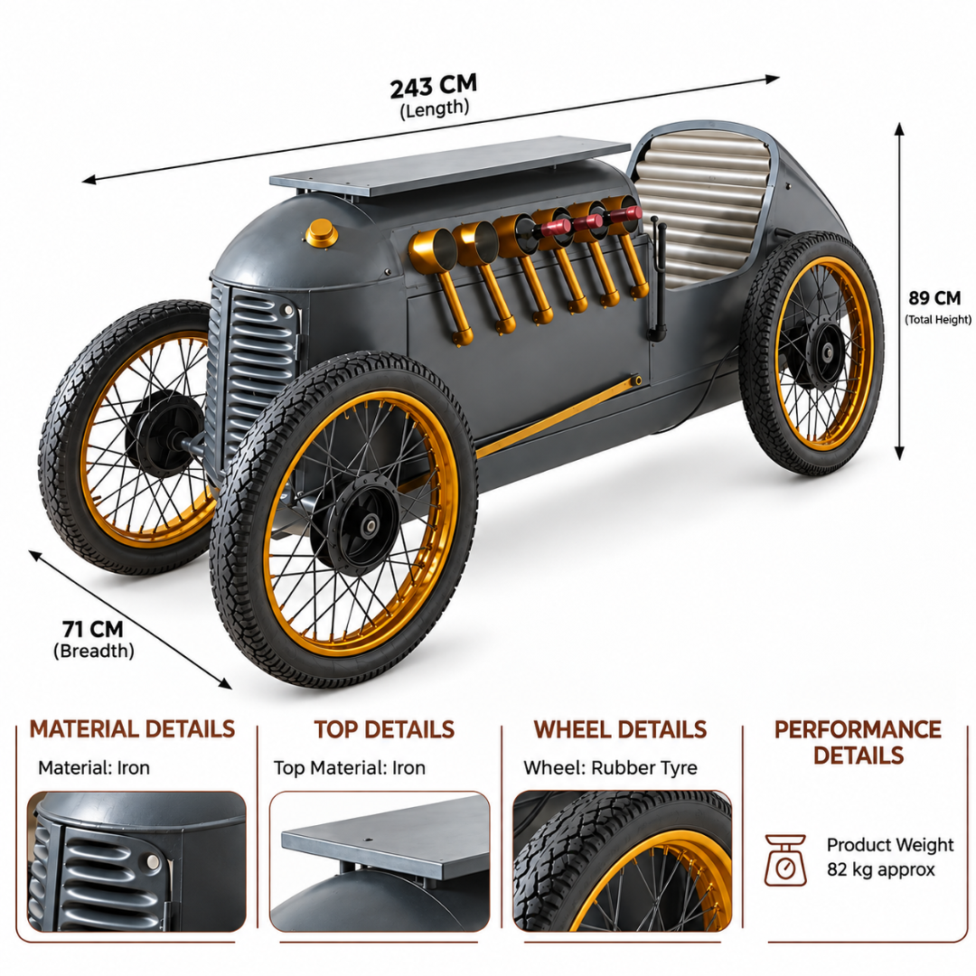 Smoke Stone Racing Car Bar Table
