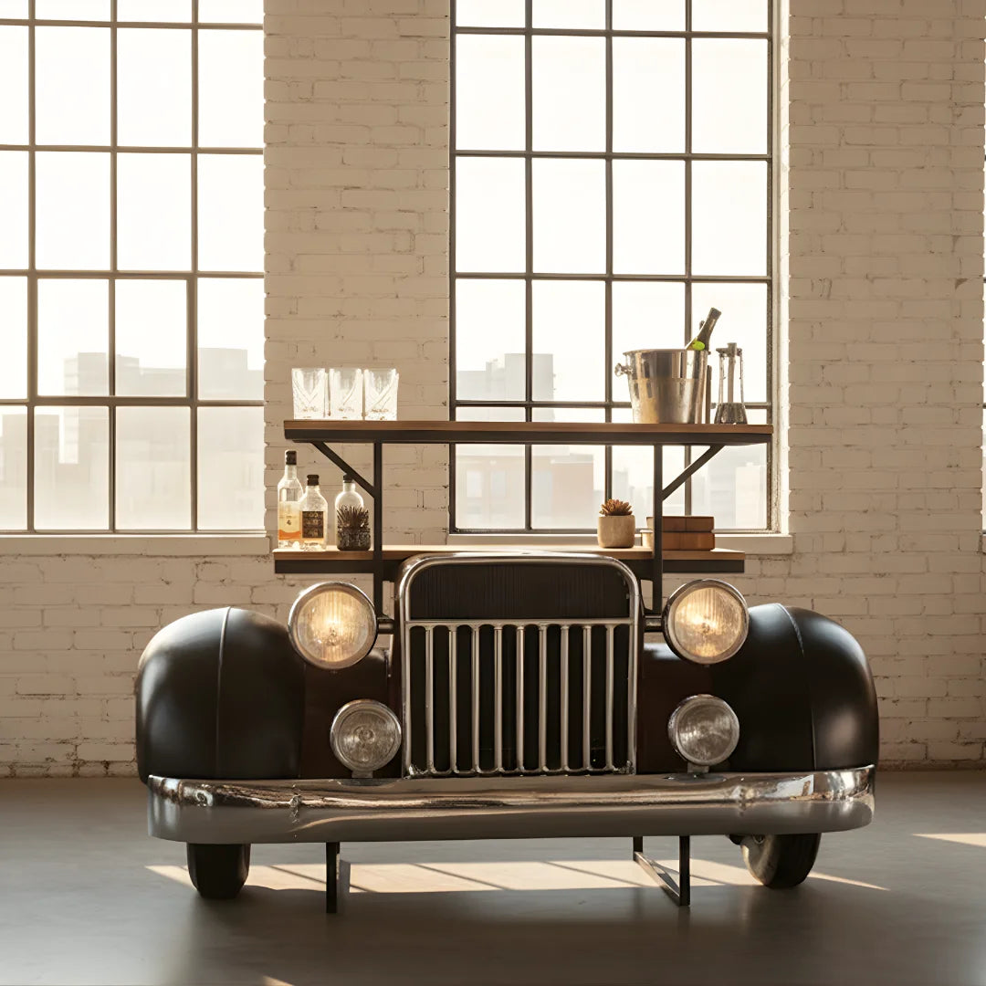 Rustic muscle truck storage cabinet for home and café interiors