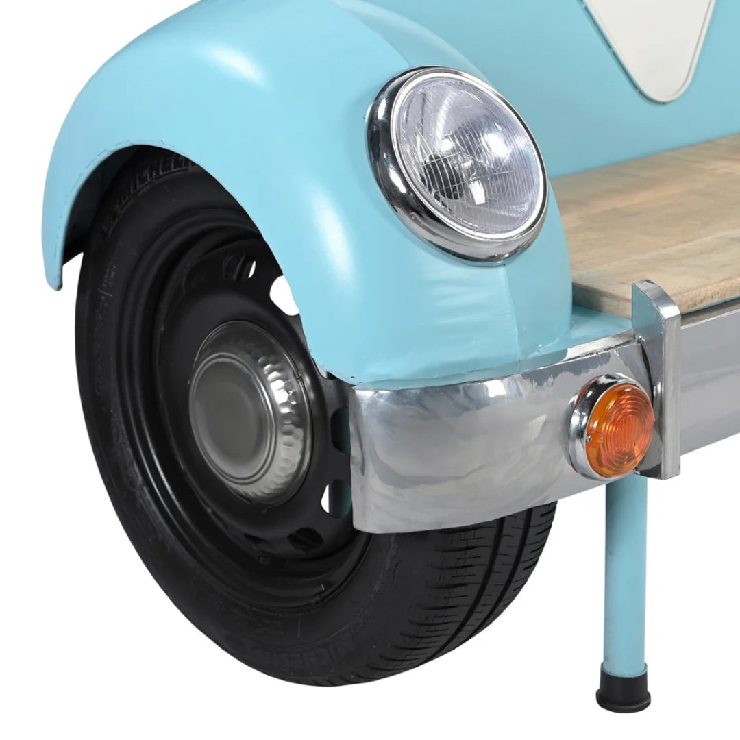Handcrafted Peace Van Bench with vintage automobile-inspired design