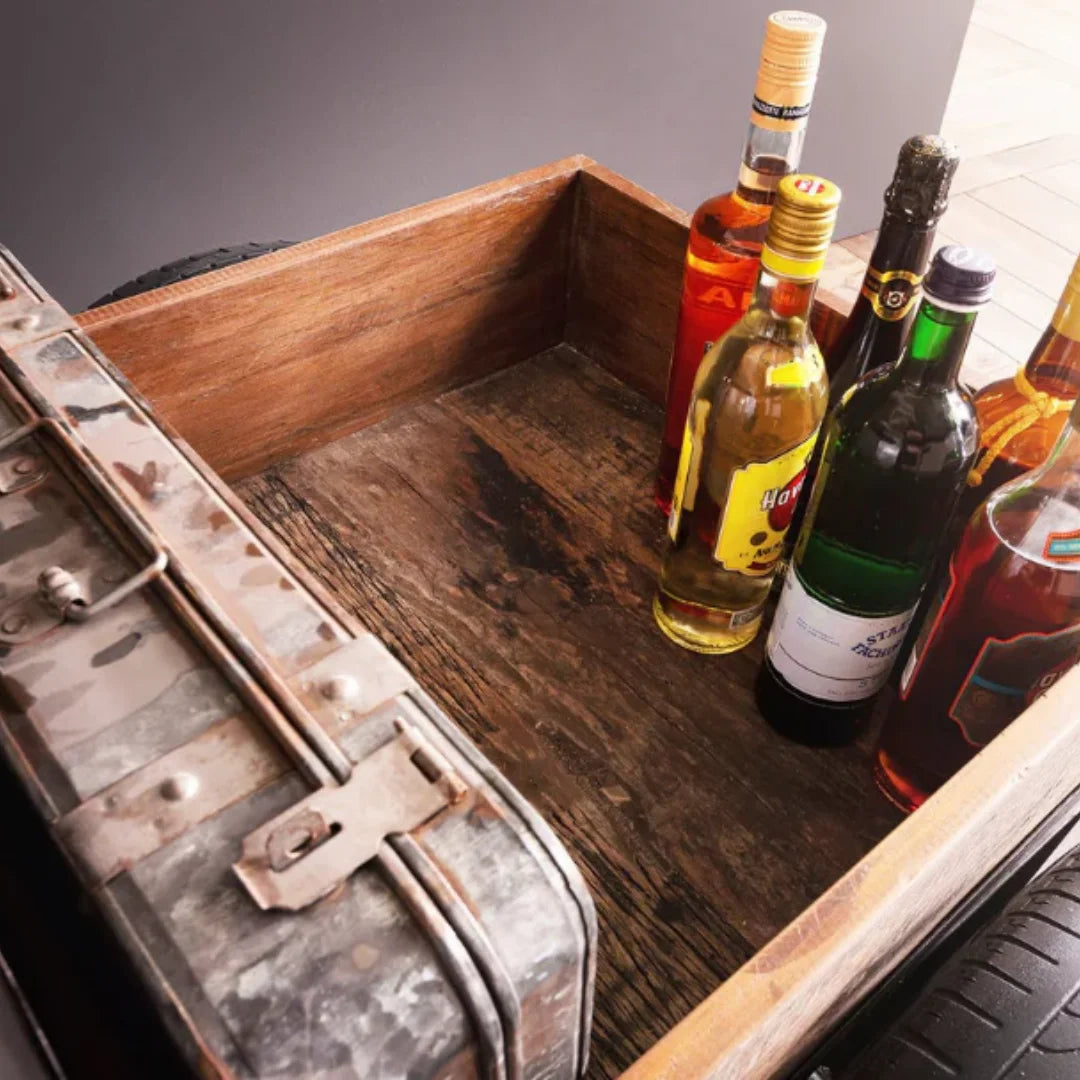 Fury car-inspired bar coffee table with storage and premium wood finish by Foxfurn for modern living spaces