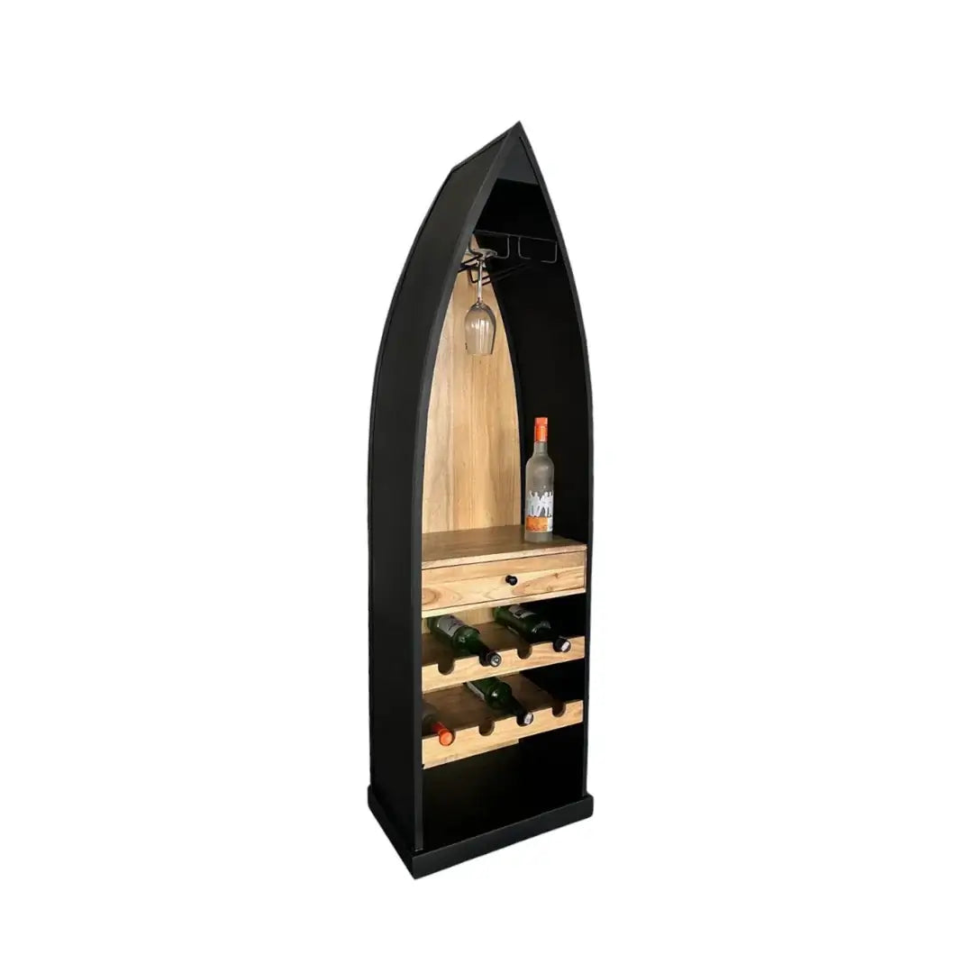 Unique handcrafted boat bar cabinet for luxury interior design