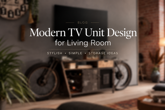 Modern TV unit design for living room with bike inspired TV console