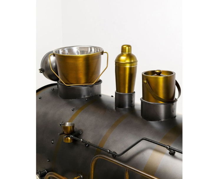 bar counter with storage for bottles, glasses and snacks