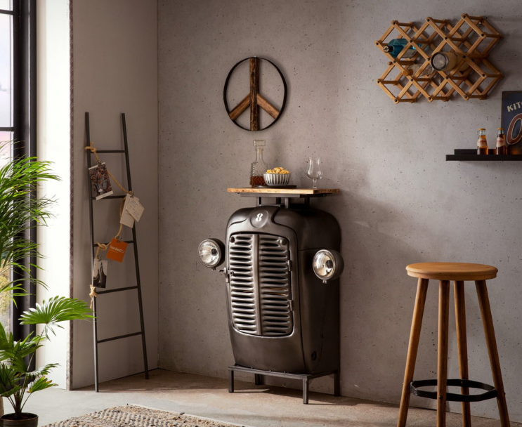 Tractor-Inspired Bar Table with Storage