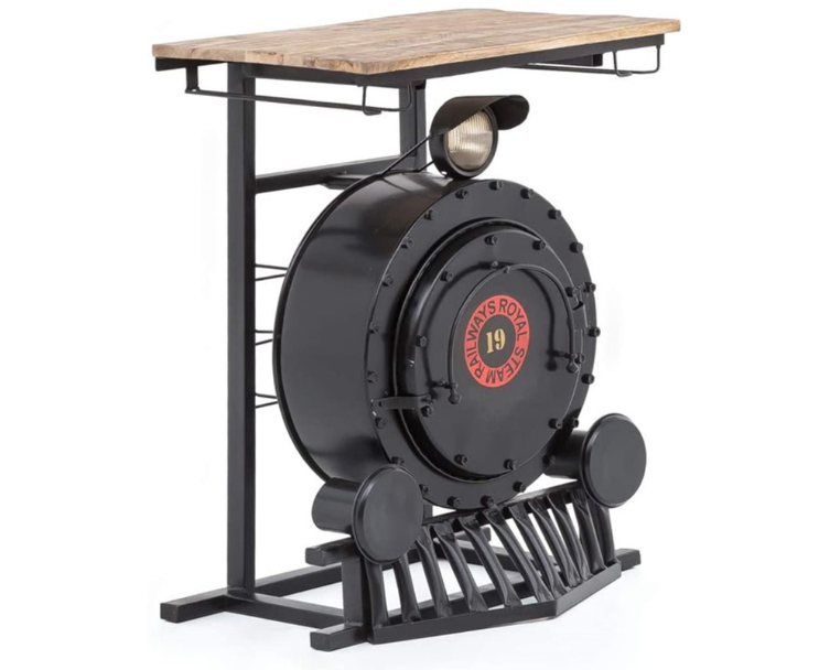 Vintage steam locomotive style bar cabinet