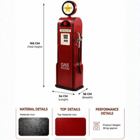 Vintage red gas station pump cabinet made of iron, measuring 54 cm long, 36 cm wide and 193 cm high.
