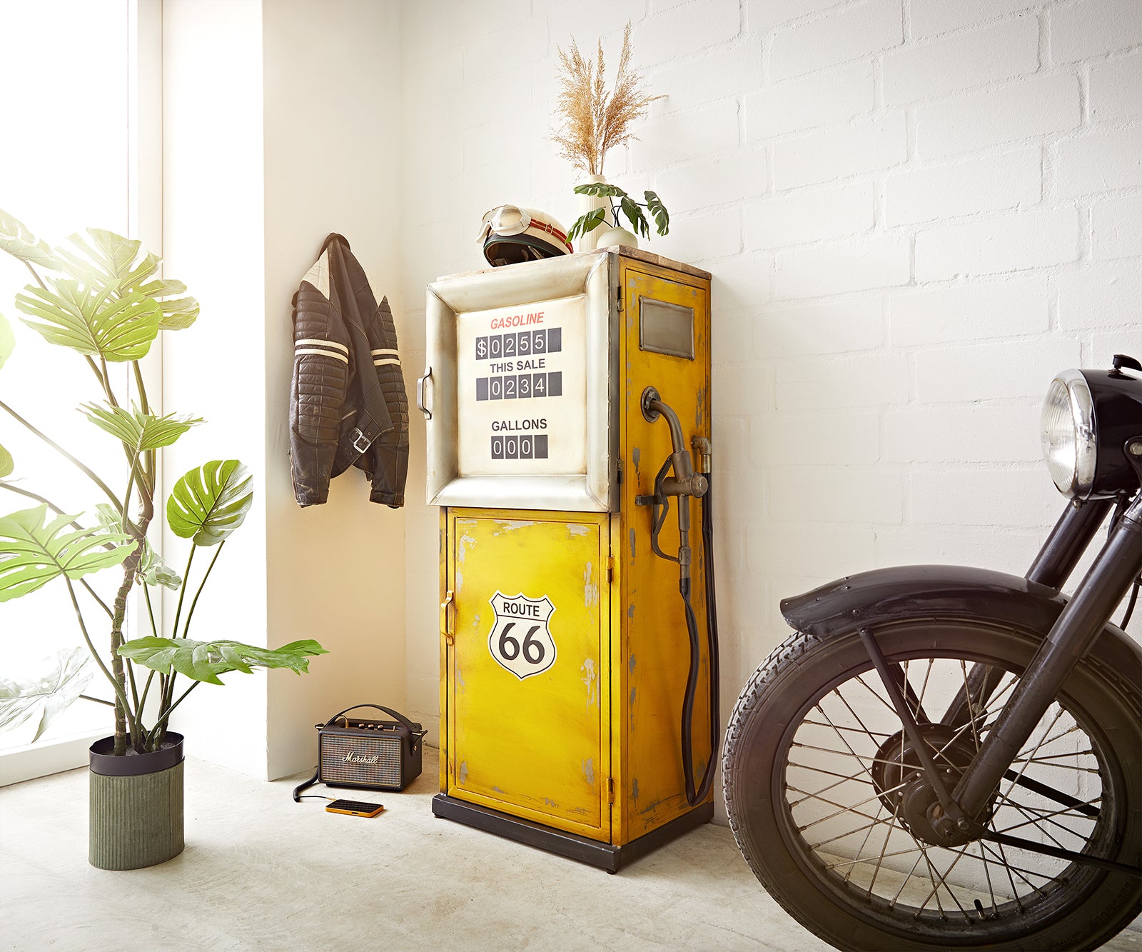 Retro Square Petrol Pump Bar Shelf for Vintage Decor