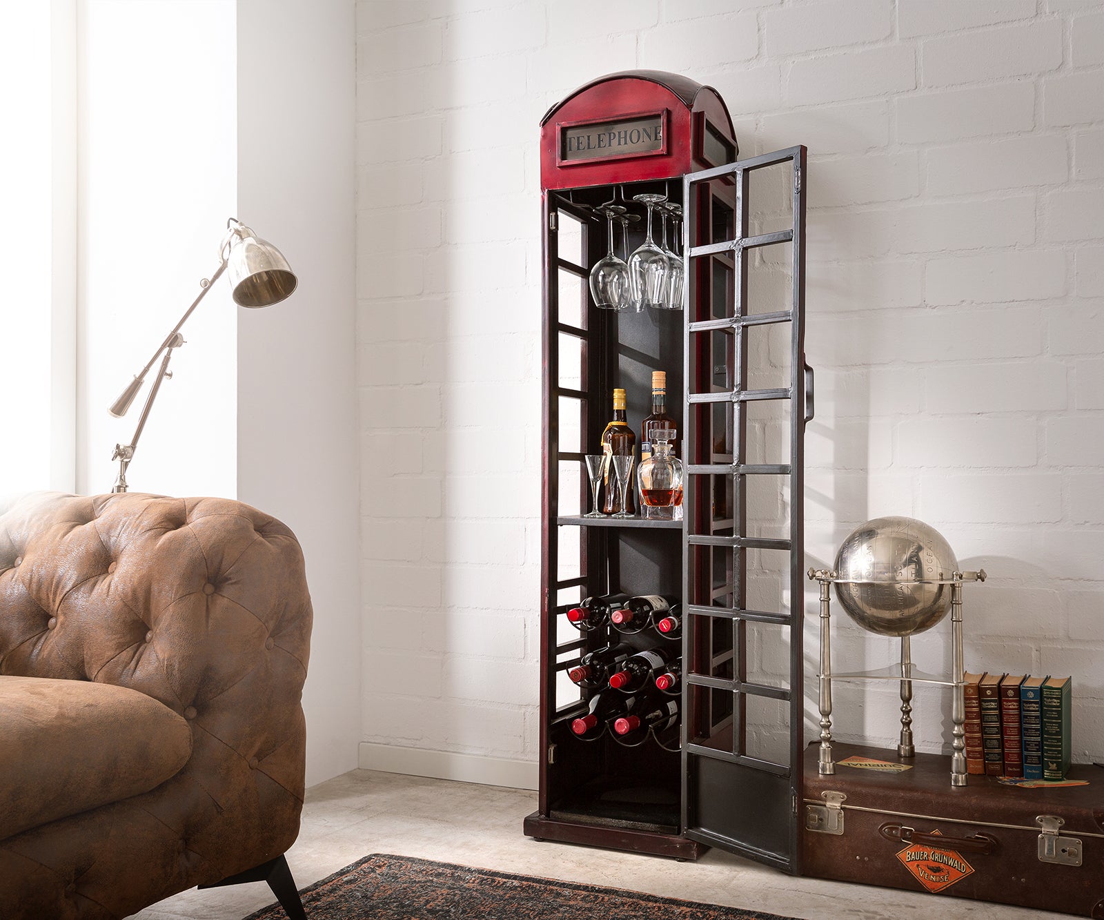 Telephone Booth Bar Cabinet – Bar Shelf India (LTT-20)