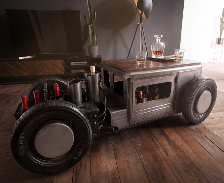Automobile-Inspired Wooden Coffee Table