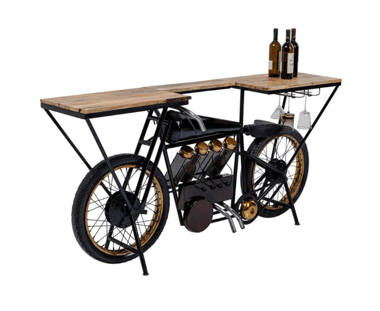 Brough Bike Wooden Bar Console Table for Home