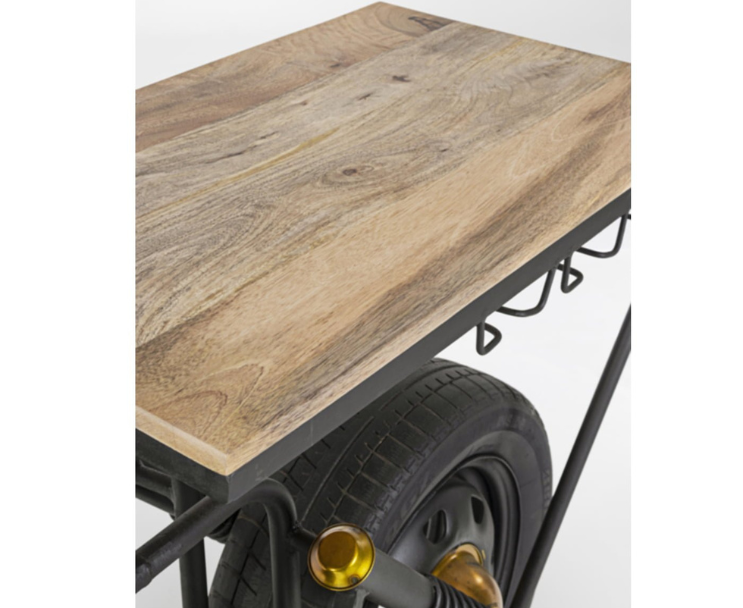 Motorcycle bar table with vintage design and storage