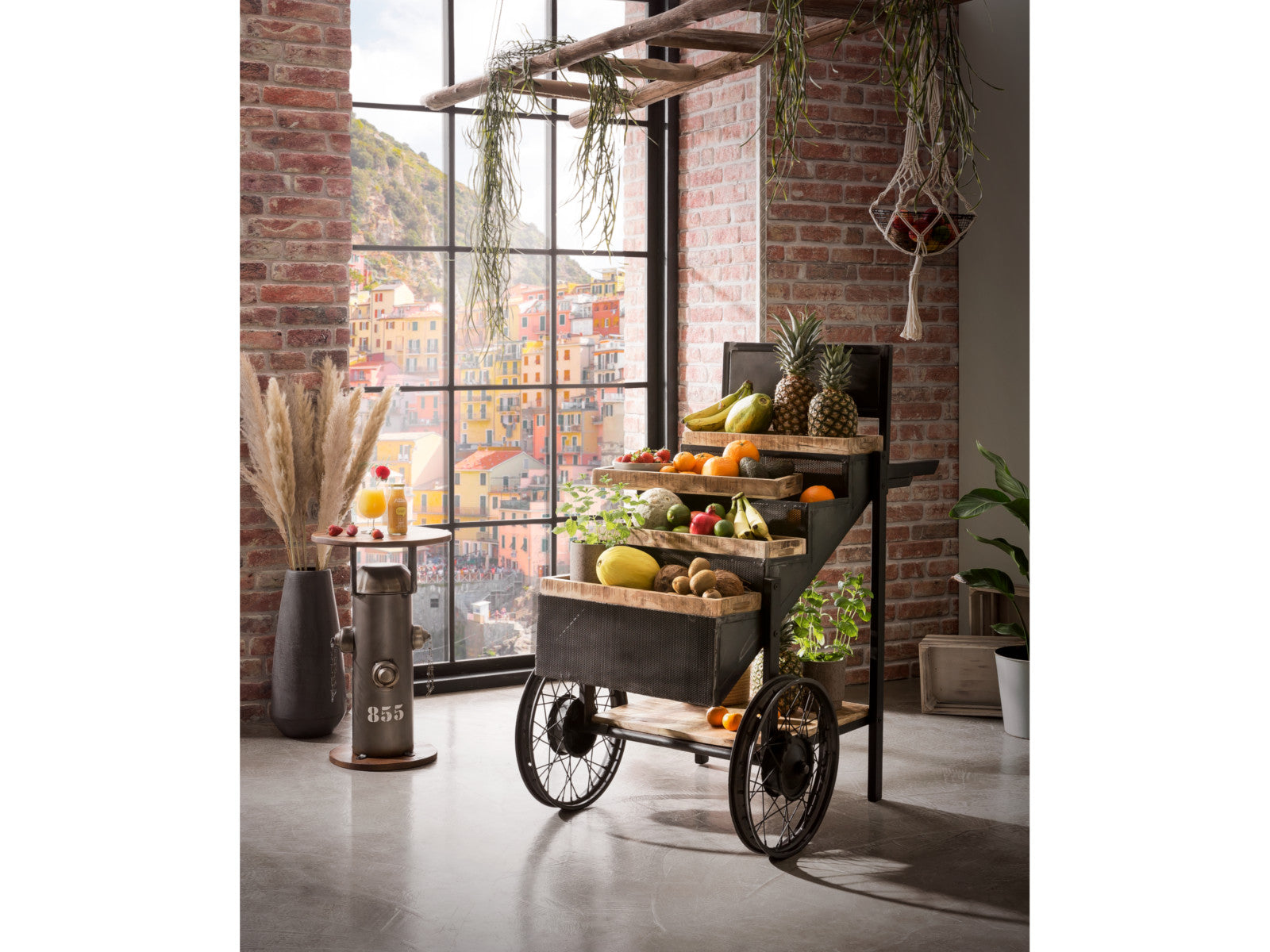wood metal kitchen trolley
