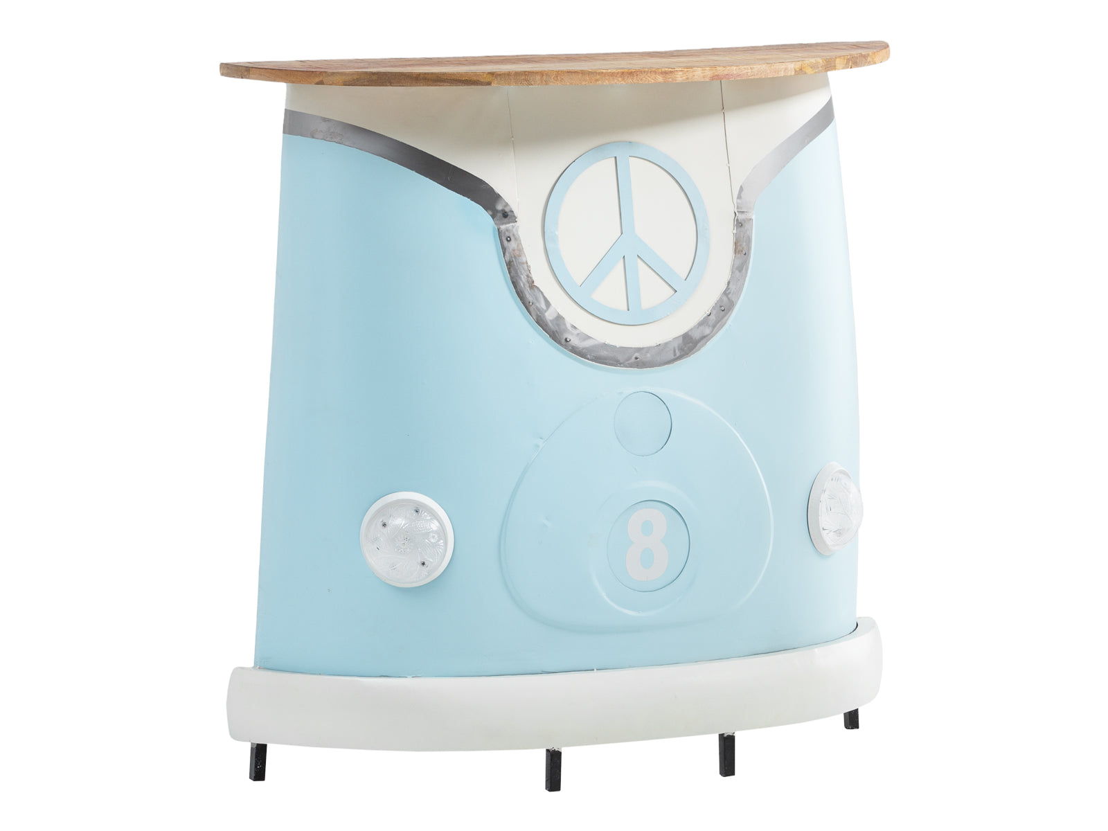 Retro-style counter with a peace symbol and blue finish.