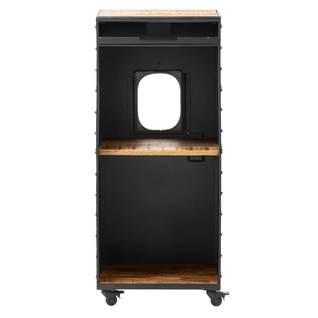 Aeroplane trolley bar cabinet with storage shelves and vintage aircraft design by Foxfurn