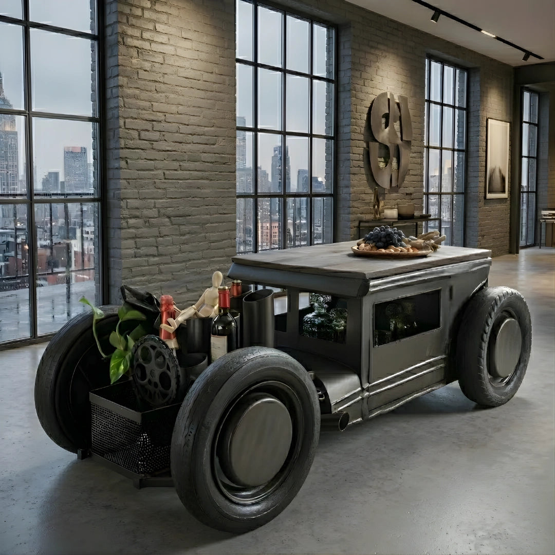 Automobile-inspired wooden coffee table with unique car design and premium finish by Foxfurn