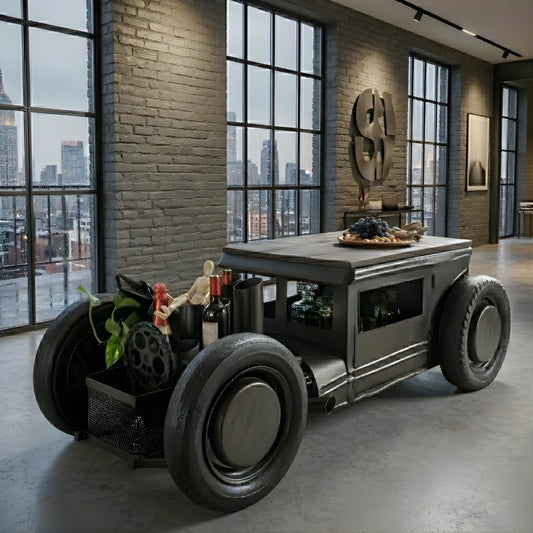 Automobile-inspired wooden coffee table with unique car design and premium finish by Foxfurn
