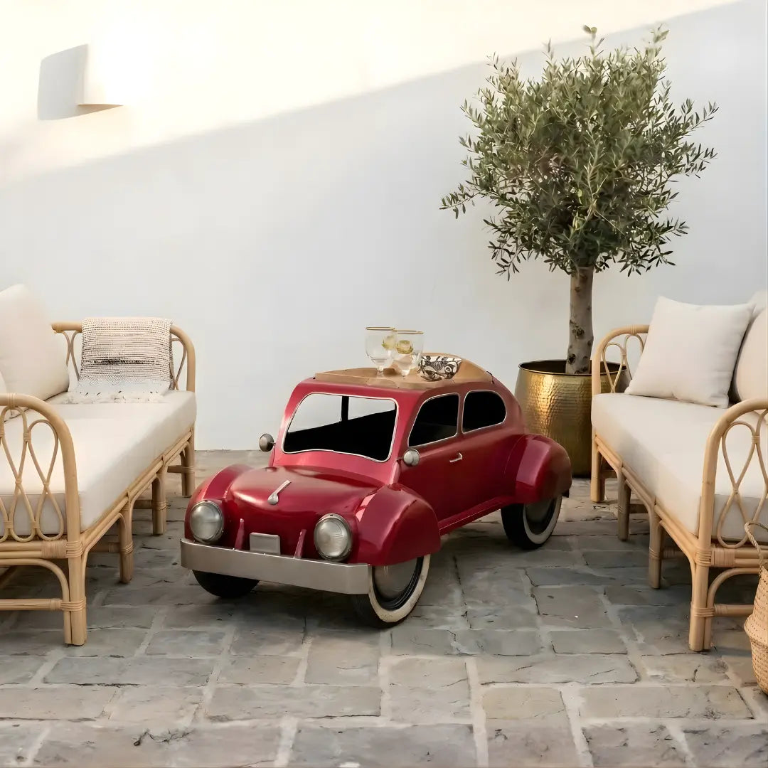 Vintage car inspired coffee table LCV-126 with wooden top and metal body for stylish living room decor
