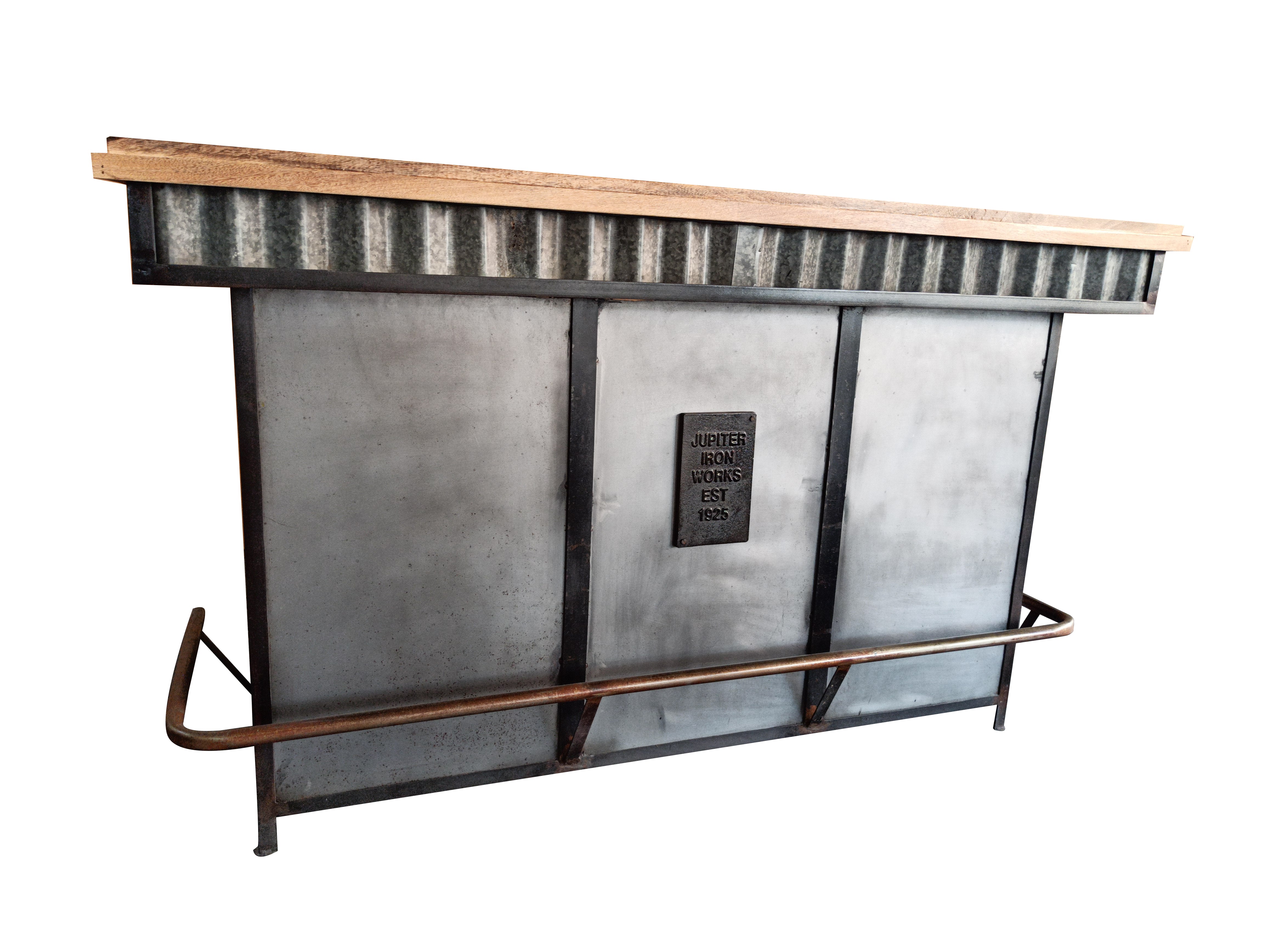 Metal bar counter with wooden top 