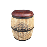 Rustic wooden barrel stool with sturdy design, perfect for home bar seating and vintage style interiors