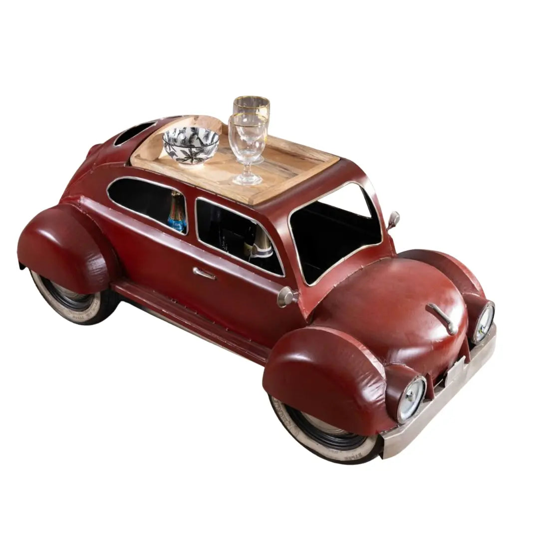 Vintage car inspired coffee table LCV-126 with wooden top and metal body for stylish living room decor
