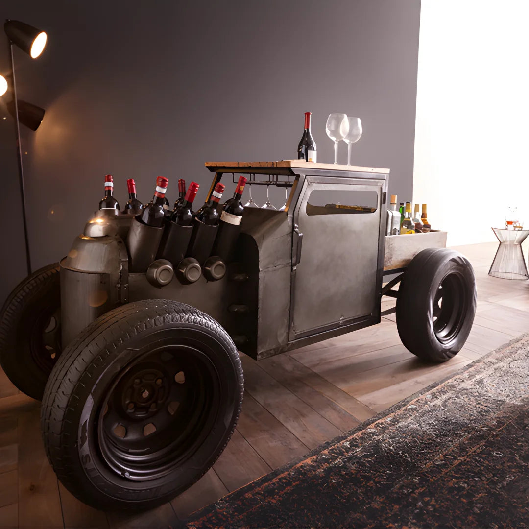 Fury car-inspired bar coffee table with storage and premium wood finish by Foxfurn for modern living spaces