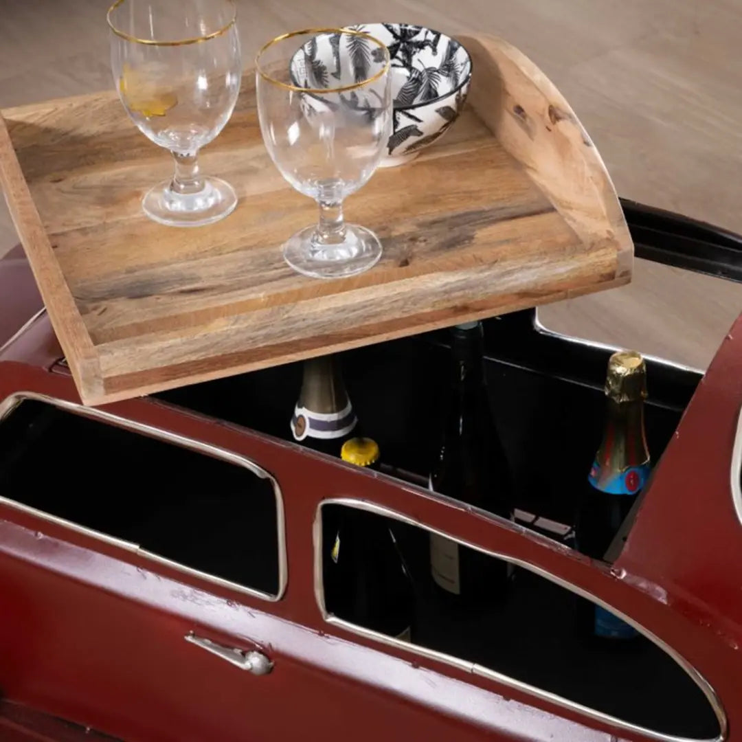 Vintage car inspired coffee table LCV-126 with wooden top and metal body for stylish living room decor
