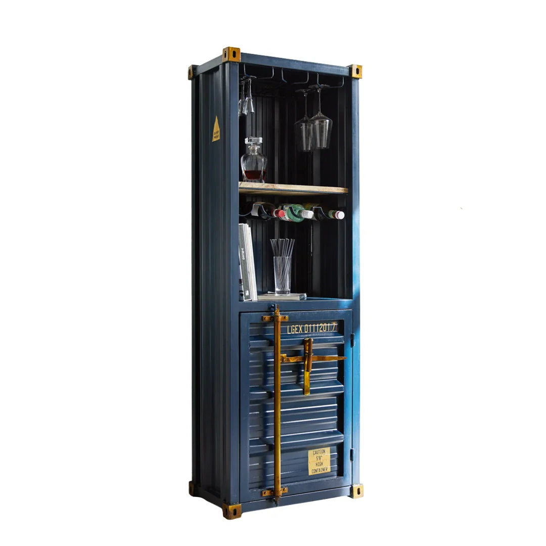 Premium metal and wood container bookshelf by Foxfurn India