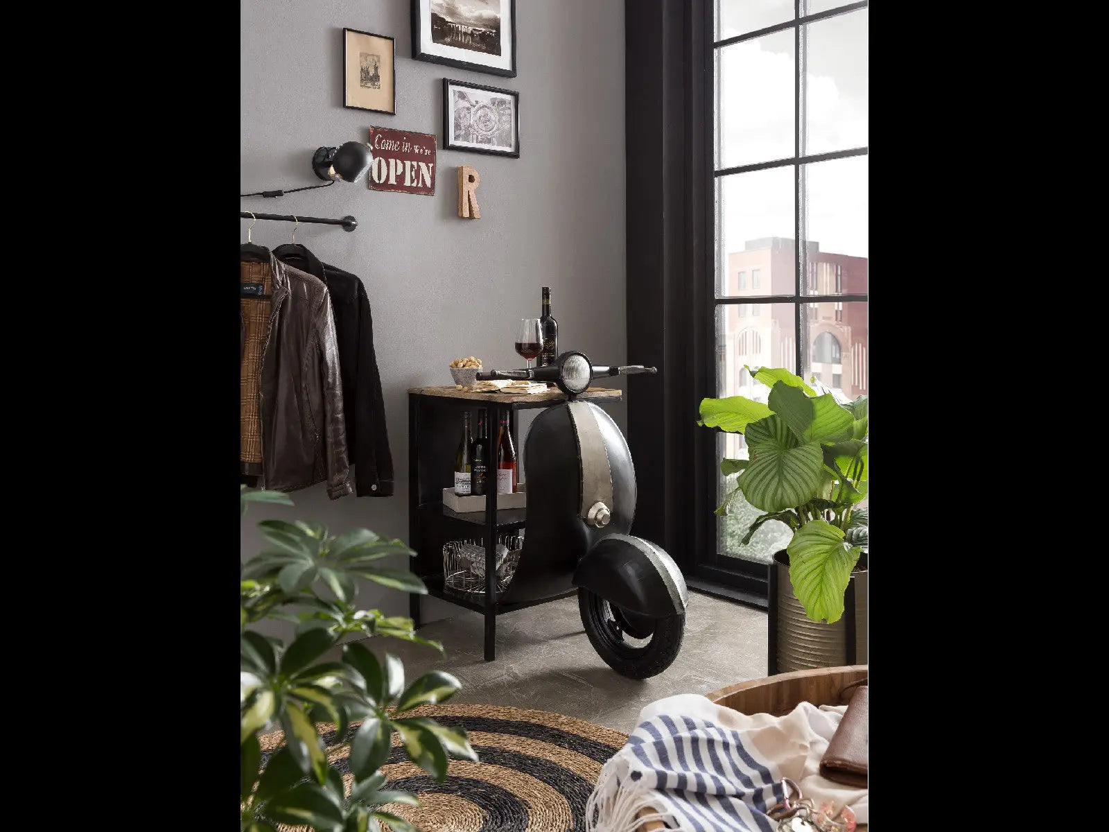 Scooter-shaped bar cart 