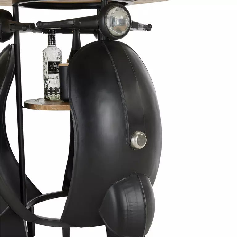 Black motorcycle-style bar cart