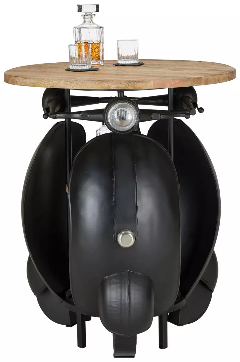 Stylish bar set featuring a scooter-shaped table