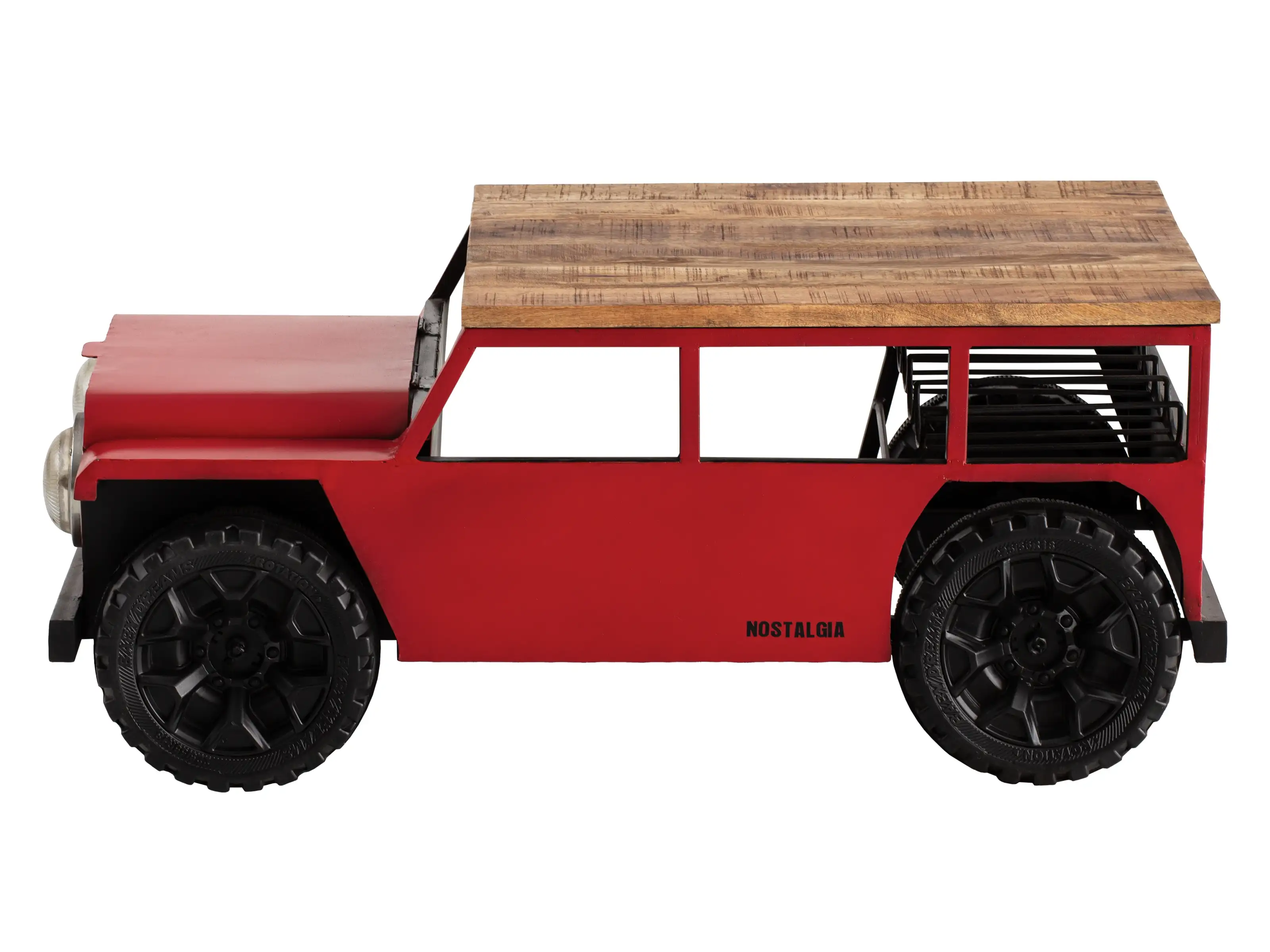 Industrial-style coffee table in the shape of a jeep 

