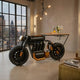 Vector bike bar console for riders with wooden finish and storage design, handcrafted by Foxfurn India