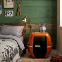 Gandola bedside table with wooden finish, compact storage design for modern bedroom use
