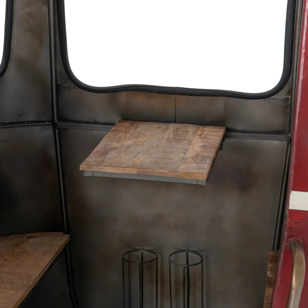 Modern gondola counter design with spacious storage shelves and premium finish by Foxfurn