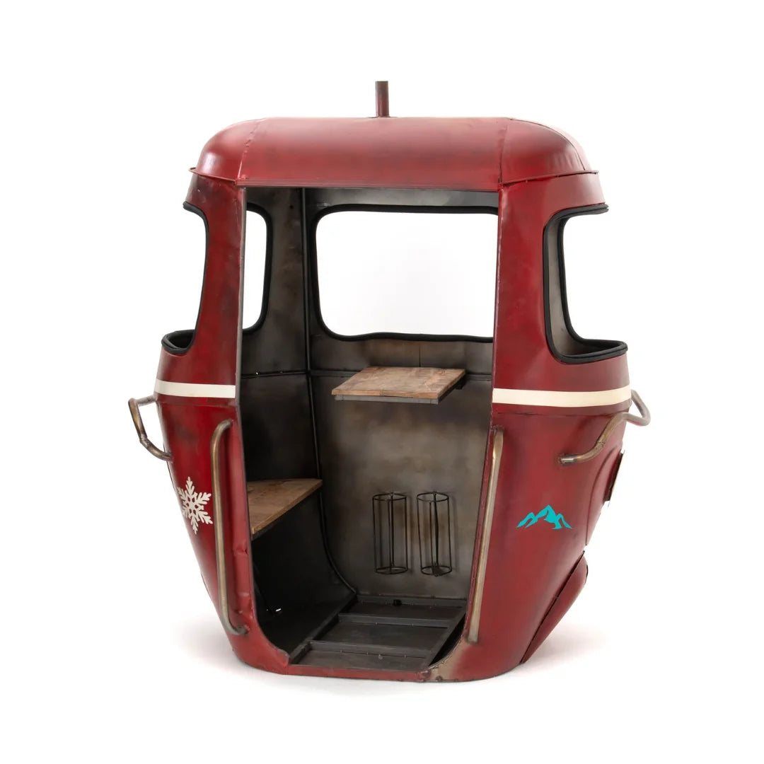 Modern gondola counter design with spacious storage shelves and premium finish by Foxfurn