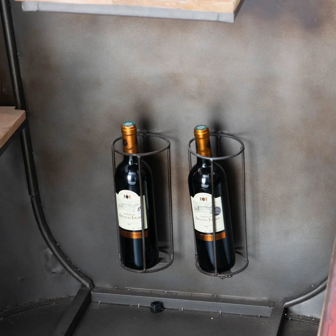 Modern gondola counter design with spacious storage shelves and premium finish by Foxfurn