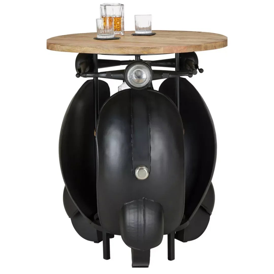 Round scooter bar counter with built-in storage and vintage design by Foxfurn for stylish home bars (108 chars)