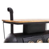 Marine theme bar counter with nautical design, wooden finish and storage shelves for stylish living room decor