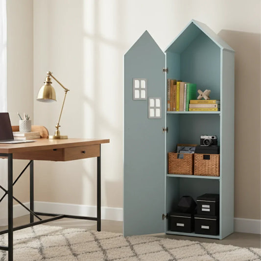 Wooden house bookshelf for living room and kids room by Foxfurn