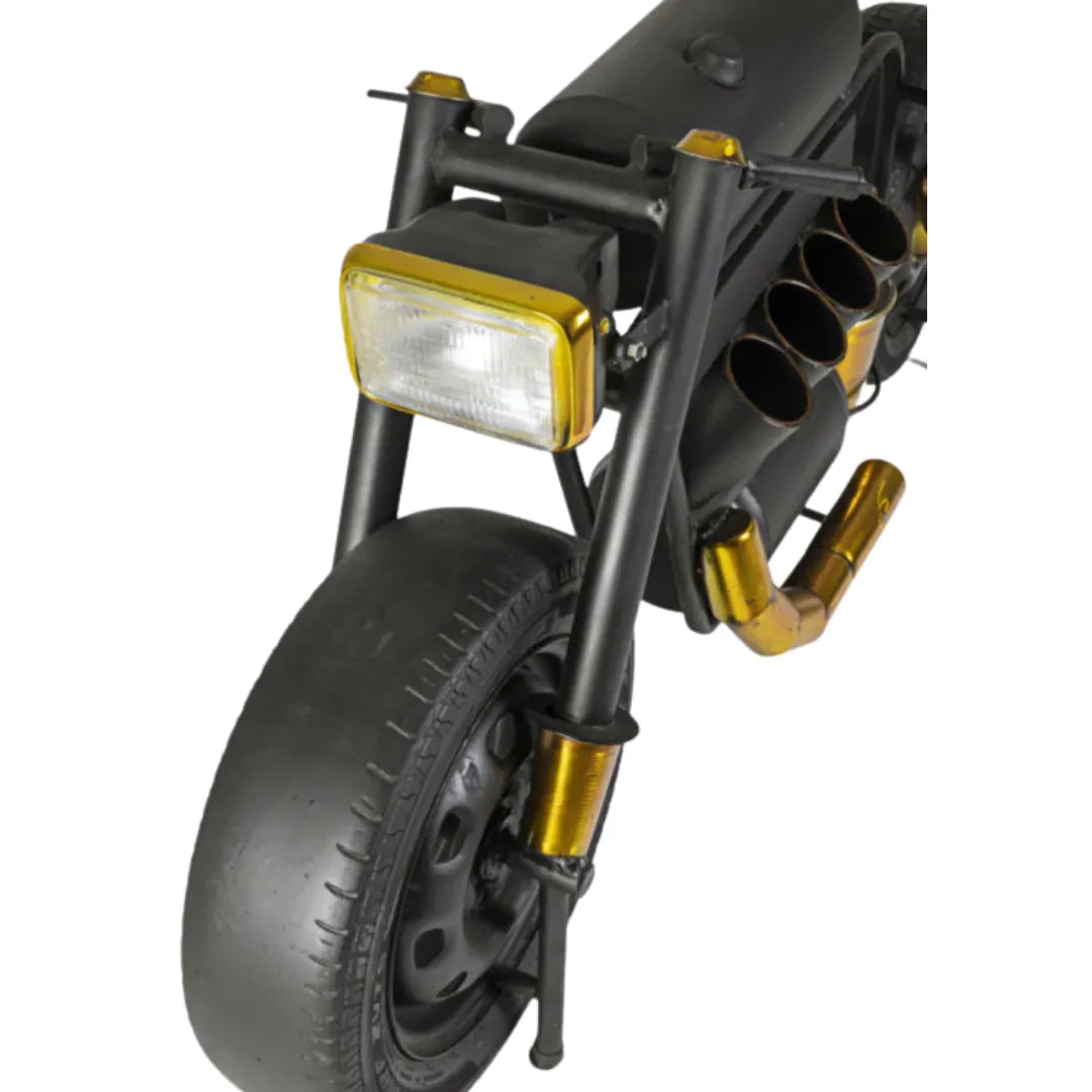 Vector bike bar console for riders with wooden finish and storage design, handcrafted by Foxfurn India