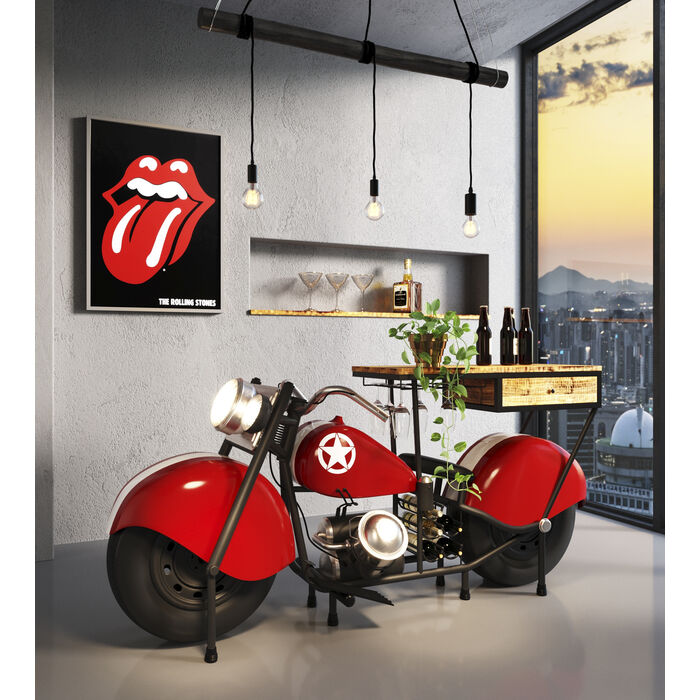 Motorcycle design bar cabinet with storage