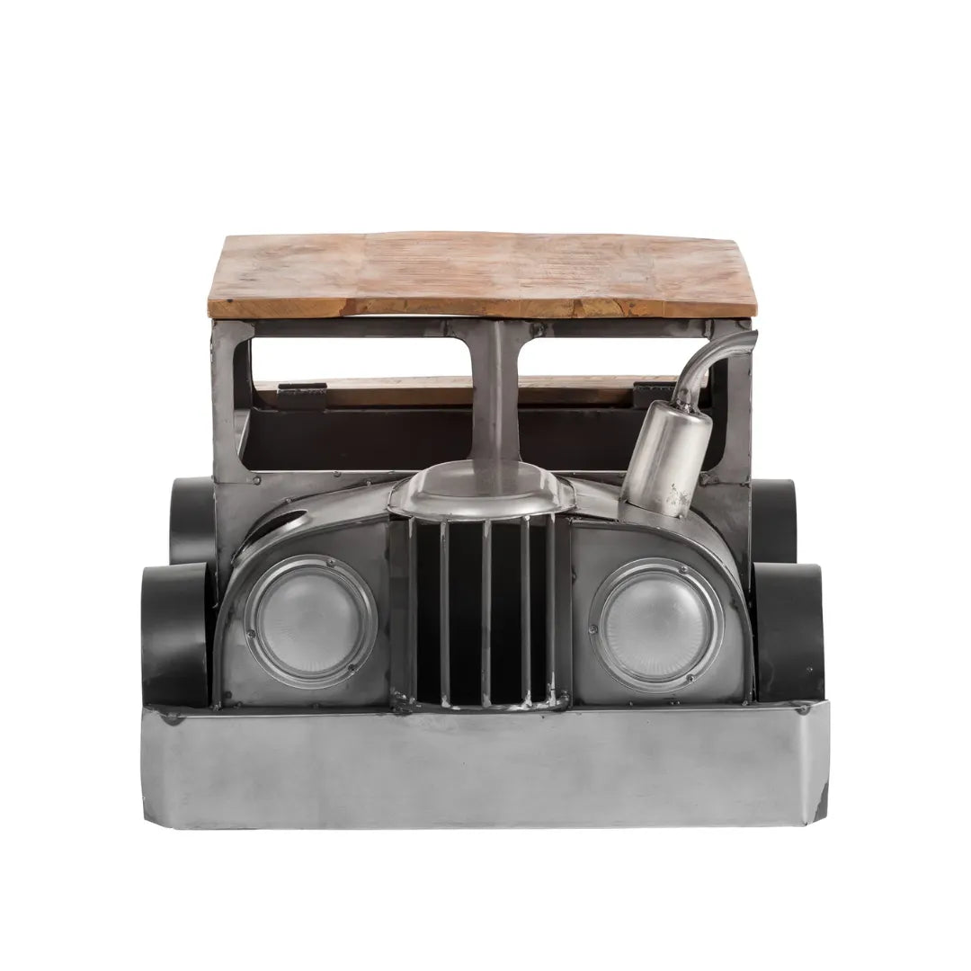 Vintage car style coffee table with wooden top and metal body, perfect for modern living room decor by Foxfurn