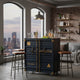 Industrial metal container bar cabinet with storage shelves and rustic finish for modern home bar setup (112)