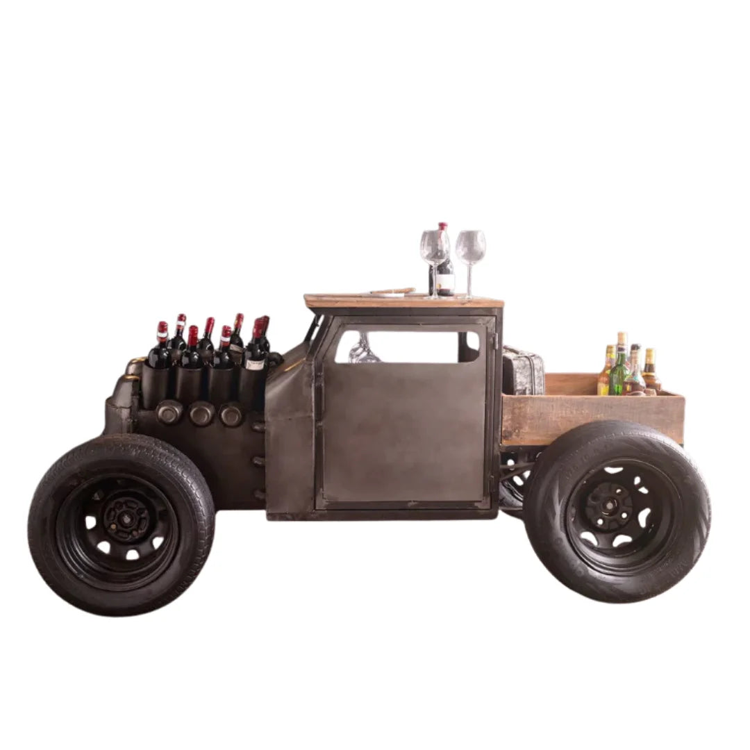 Fury car-inspired bar coffee table with storage and premium wood finish by Foxfurn for modern living spaces