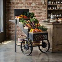 Metal wheel cart with storage shelf, industrial style bar trolley for home use by Foxfurn