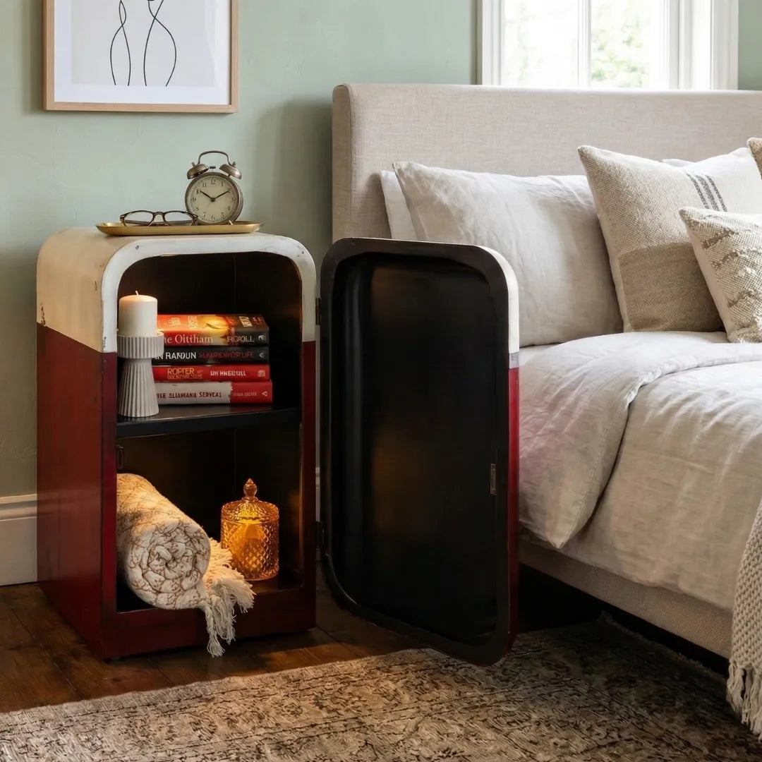 Vending machine style bedside table with storage drawers and unique modern design by Foxfurn