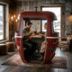 Modern gondola counter design with spacious storage shelves and premium finish by Foxfurn