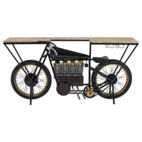 Brough bike wooden bar console table with vintage design and storage, perfect for stylish home bar setup