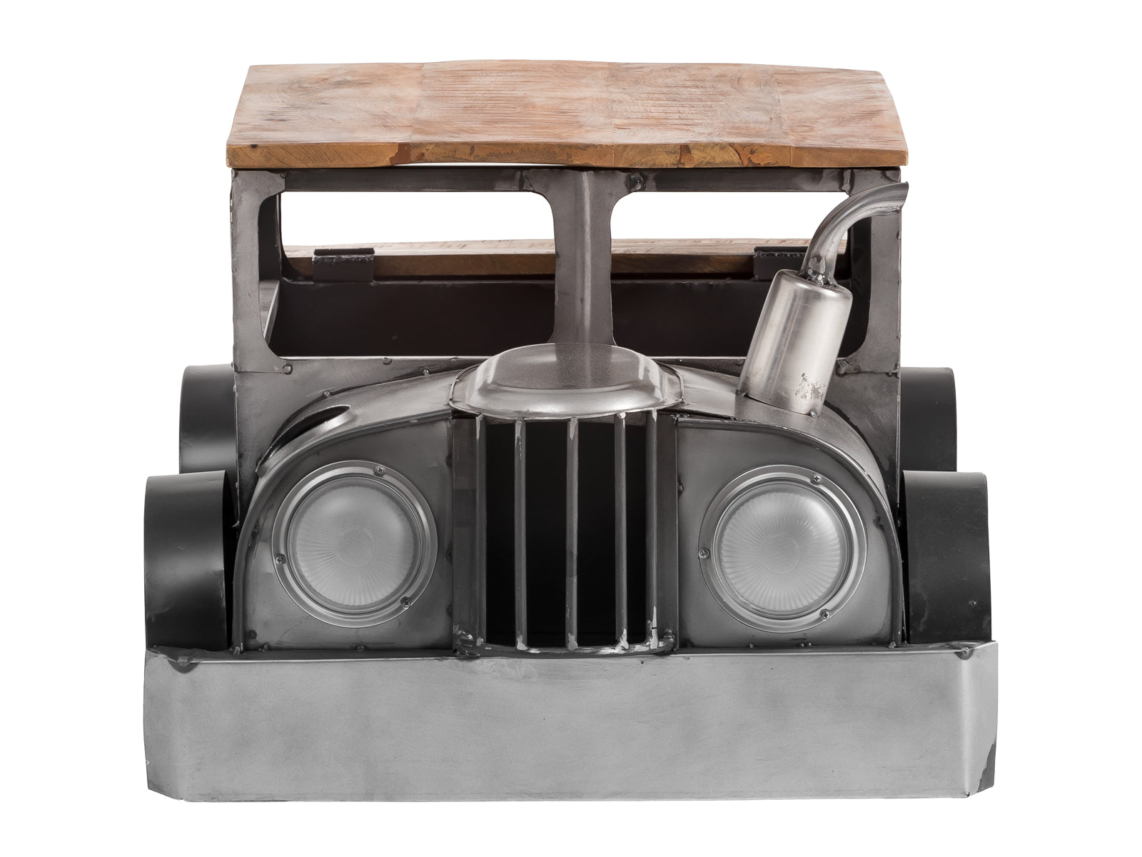 Retro car-inspired coffee table with industrial design