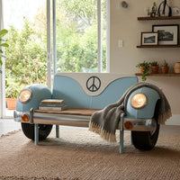 Designer retro vehicle bench for cafés, bars, and living rooms